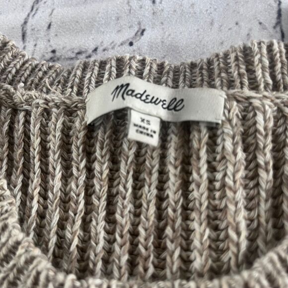 Madewell Marled Oatmeal Sweater Tank XS Ribbed Cotton Blend Sleeveless Preppy - Picture 3 of 4